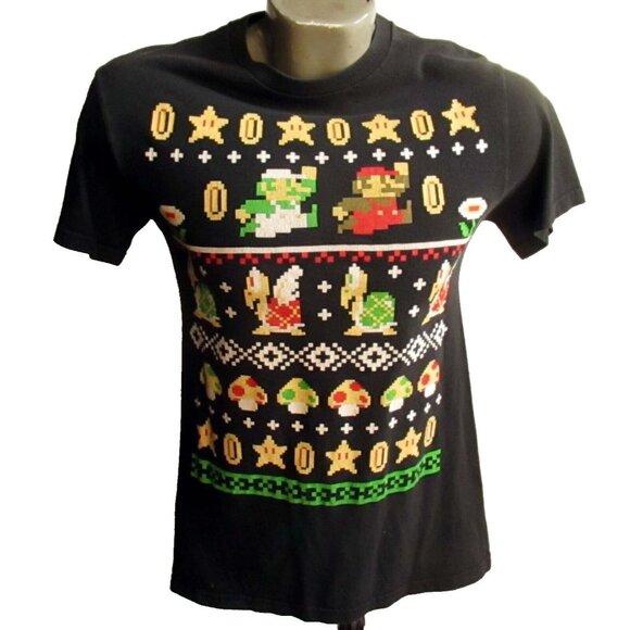 Mens Nintendo T-shirt XS NES 8-Bit XS Black Super Mario Bros. Black - Picture 1 of 2